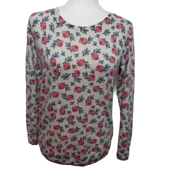 LOFT Pink Rose Floral Sweater Size Medium - Picture 1 of 7